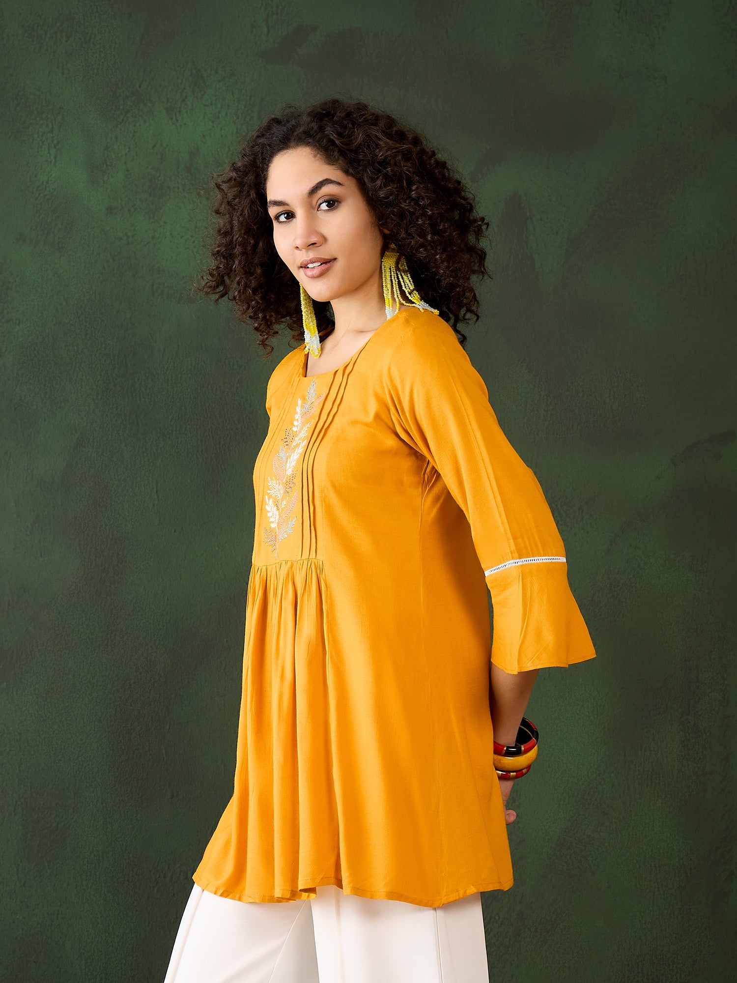 Yellow Short Kurti - Guldori