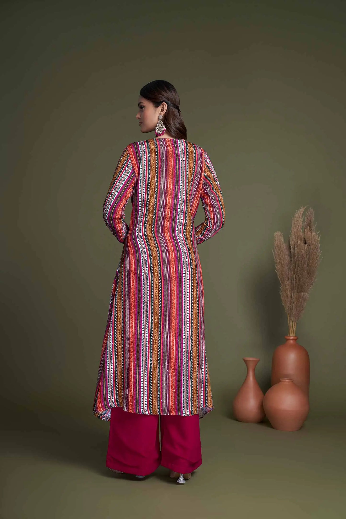 Rani Pink Georgette Embroidery Work Co-ord Set