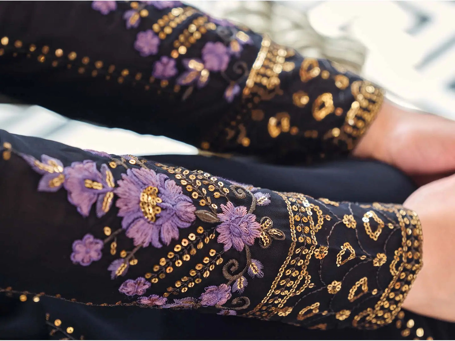 Dark Blue  Georgette Palazzo Salwar Suit With Thread And Sequins Embroidered Work