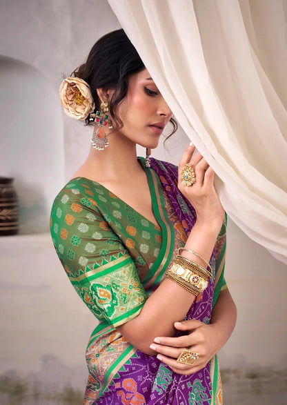 Purple Patola Silk Saree