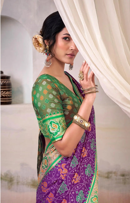 Purple Patola Silk Saree