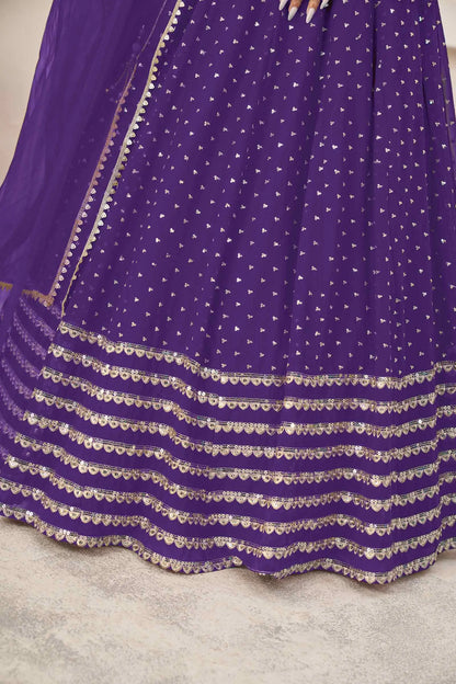 Violet Zari Sequins Embroidery Work Georgette Lehenga Choli