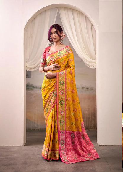 Yellow Patola Silk Saree