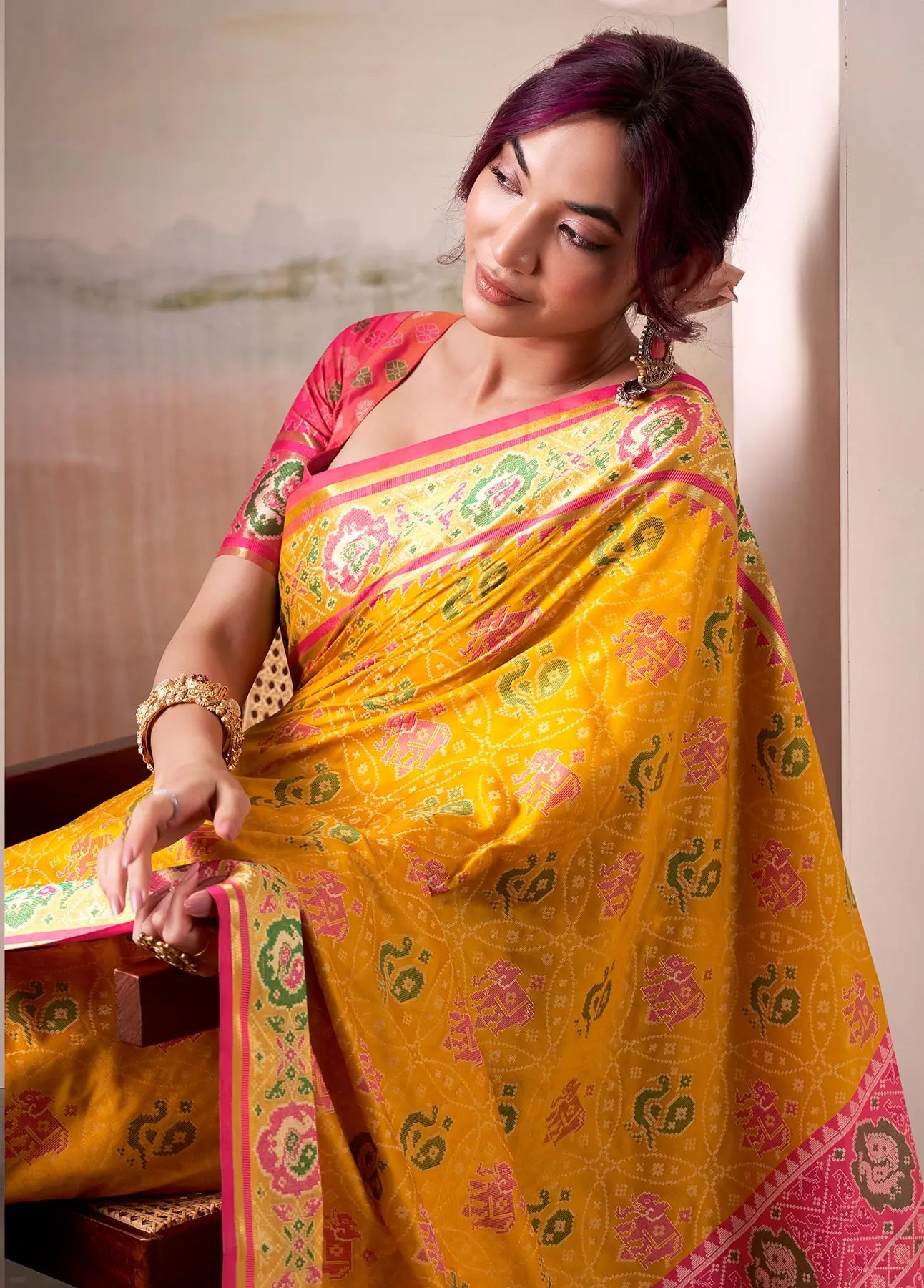 Yellow Patola Silk Saree