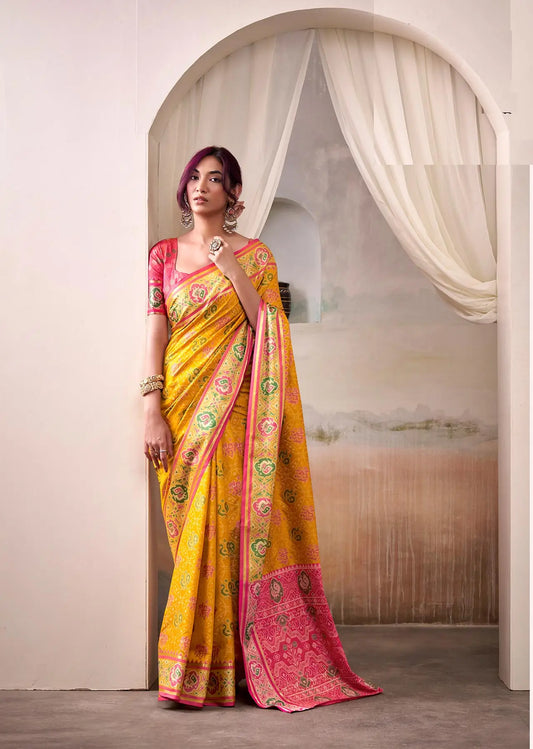 Yellow Patola Silk Saree