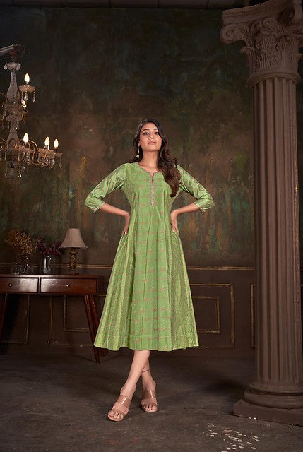 Green Cotton Kurta - Guldori