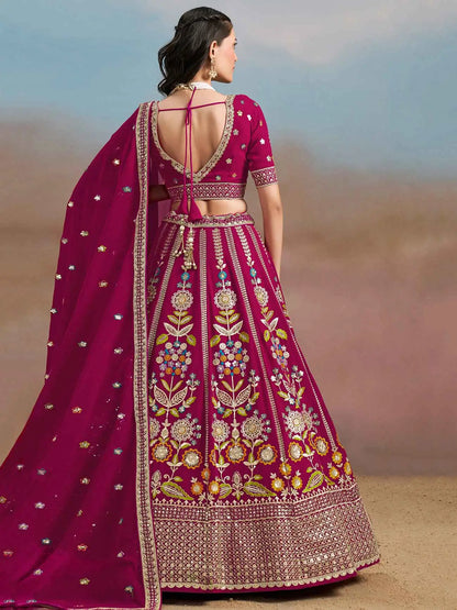 Pink Georgette Lehenga With Dori Zari Thread & Sequins Embroidery Work