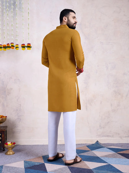Yellow Rayon Kurta Embroidery With Mirror Work