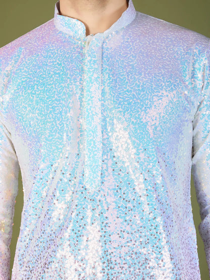 Ombre Pink Georgette Kurta With Thread & Sequins Embroidered Work