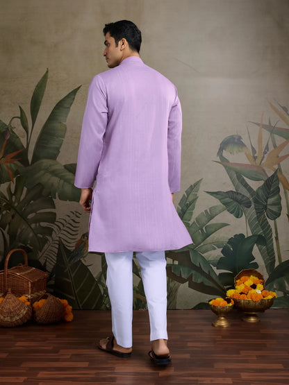 Dusty Pink Jari & Mirror Work Kurta Set With Pant & Dupatta