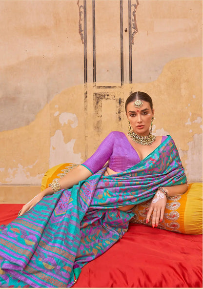 Sky Blue  Mercerized Sigma Silk Saree with Classic Design