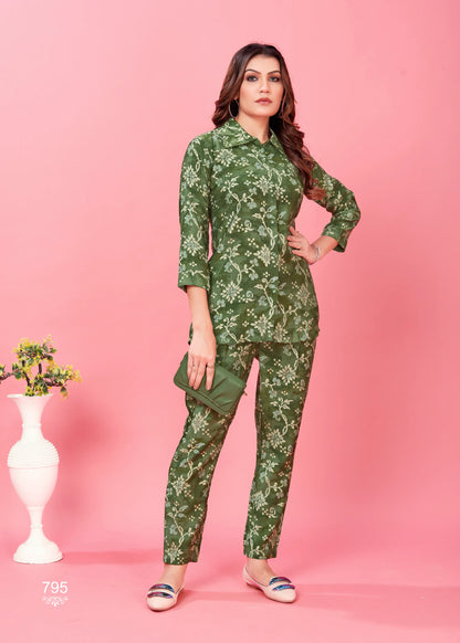 Green Chanderi Co-ord Set.
