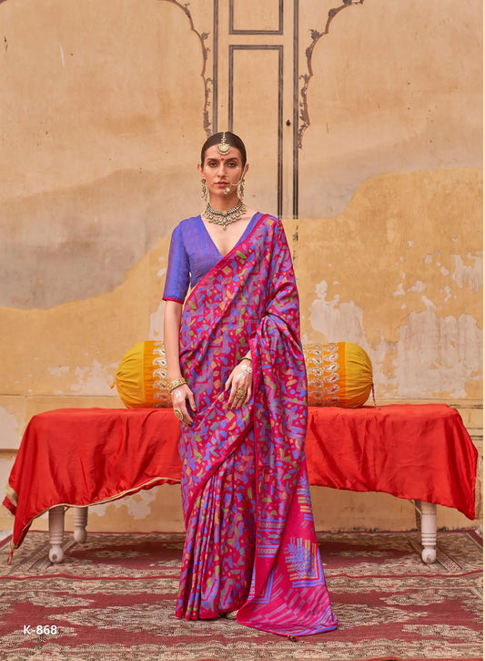 Rani Pink Mercerized Sigma Silk Saree with Classic Design
