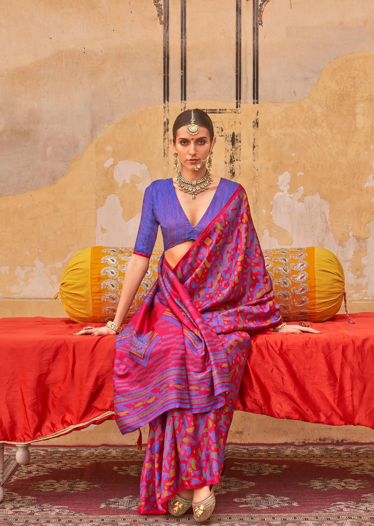 Rani Pink Mercerized Sigma Silk Saree with Classic Design