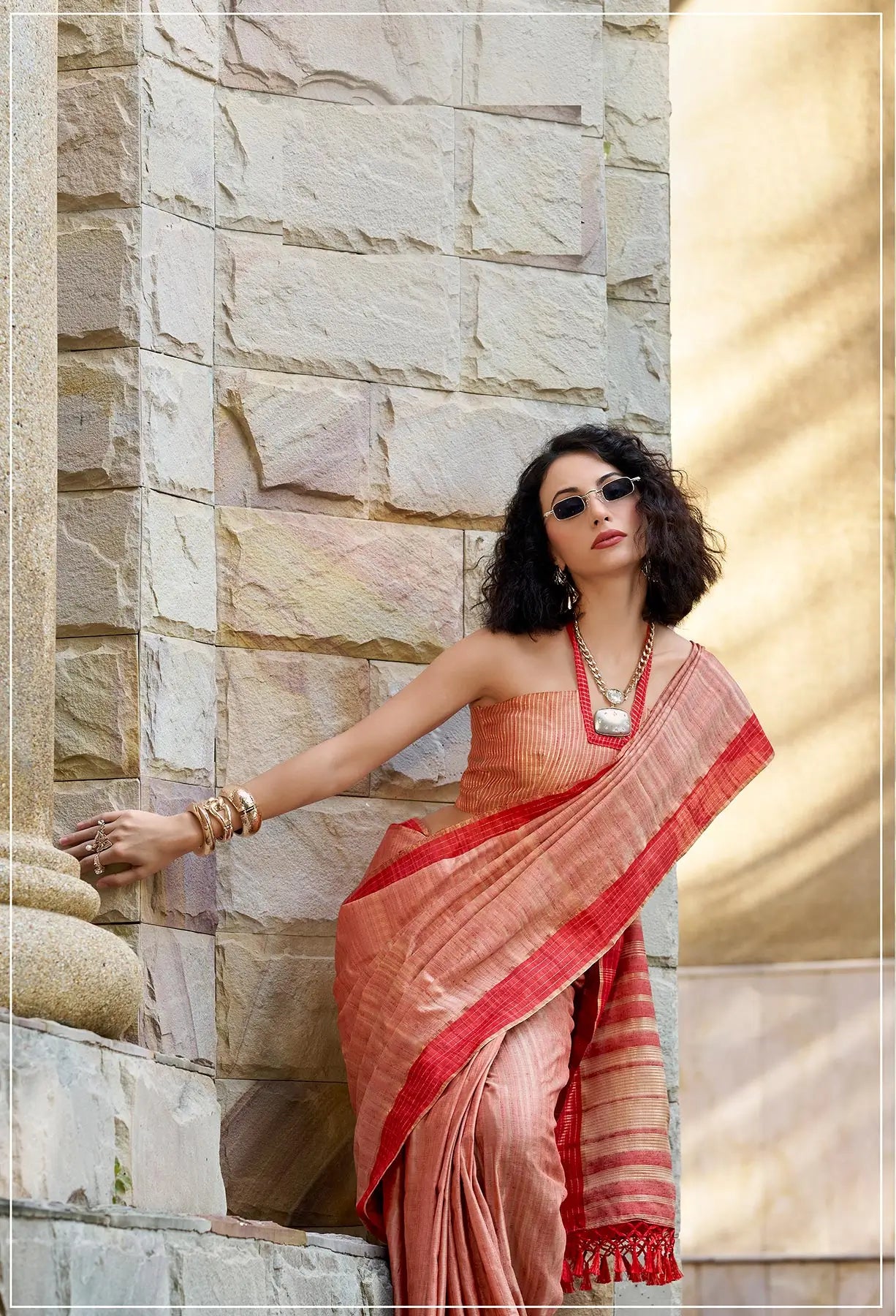 Orange  Pure Handloom Katan Saree