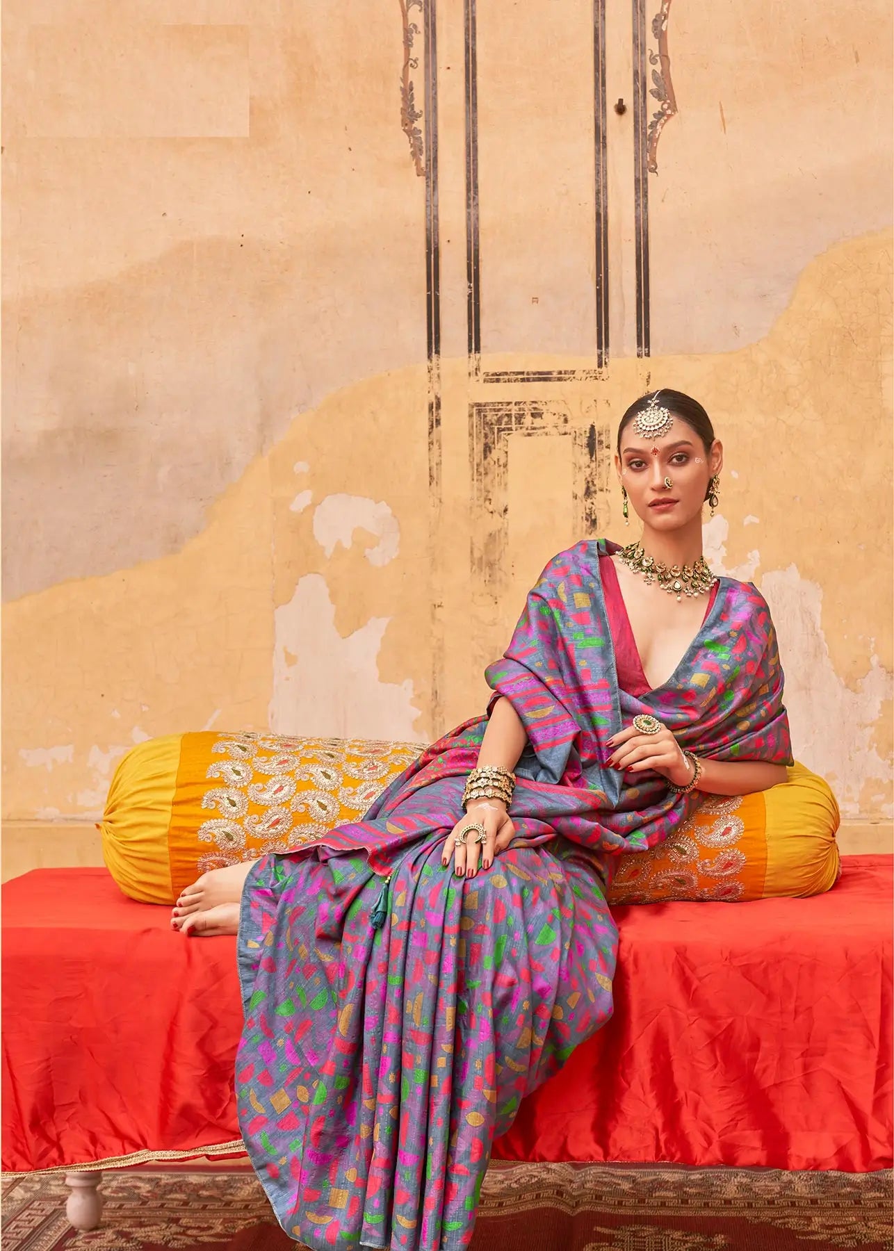 Multi-color Mercerized Sigma Silk Saree with Classic Design