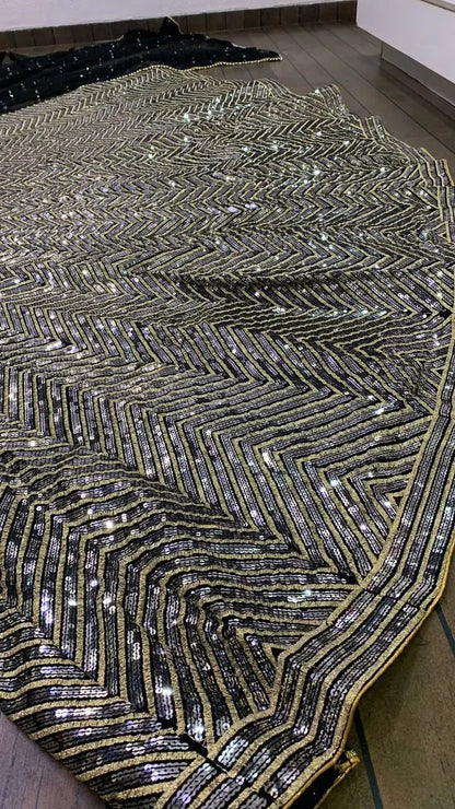 Black Georgette Sequence Lehenga Choli