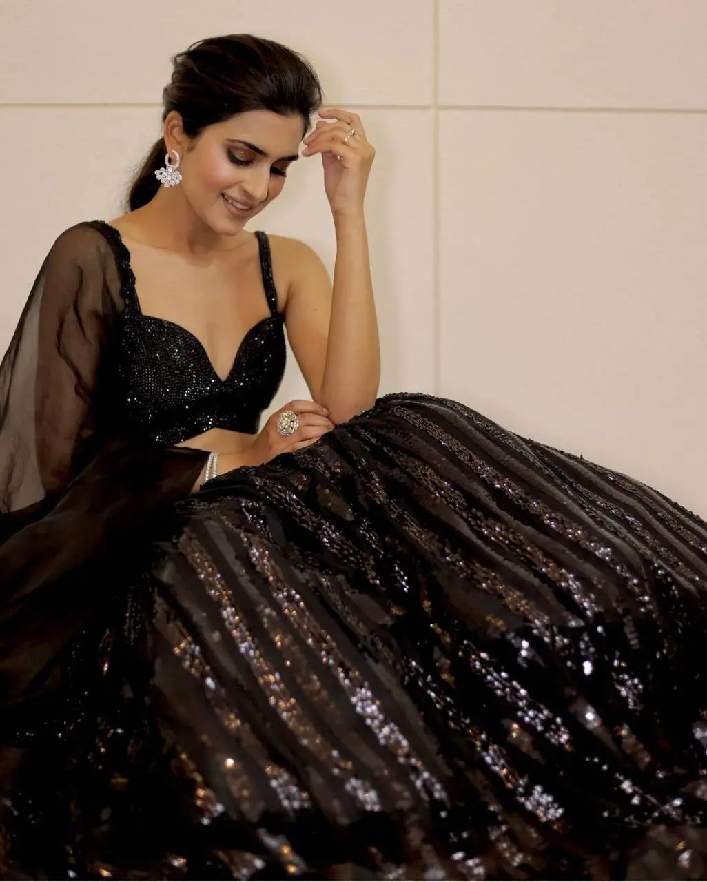 Hot Black Georgette sequenece Lehenga Choli