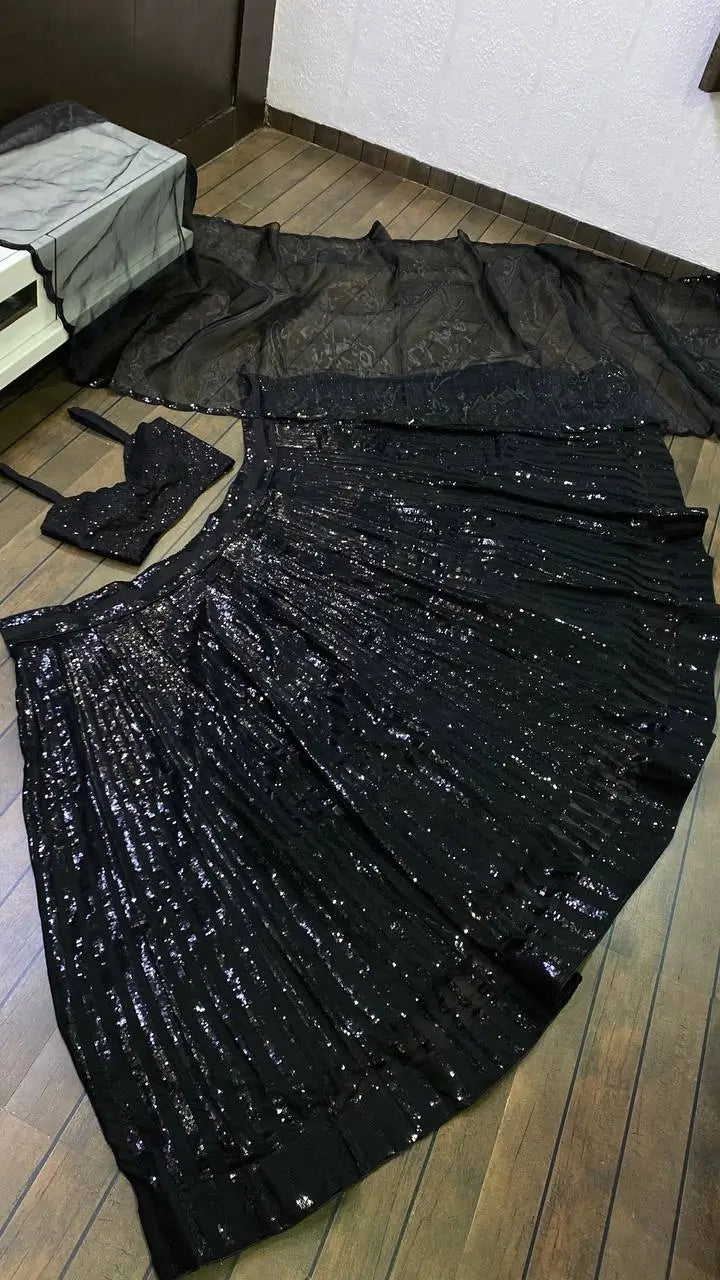 Hot Black Georgette sequenece Lehenga Choli