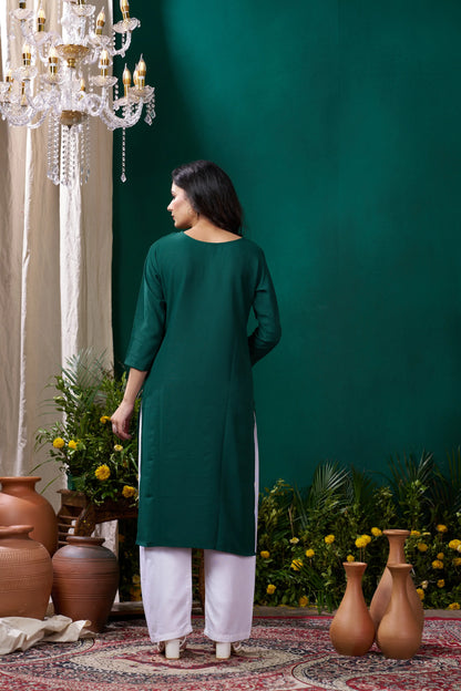 Green Handwork Kurta Set With Pocket