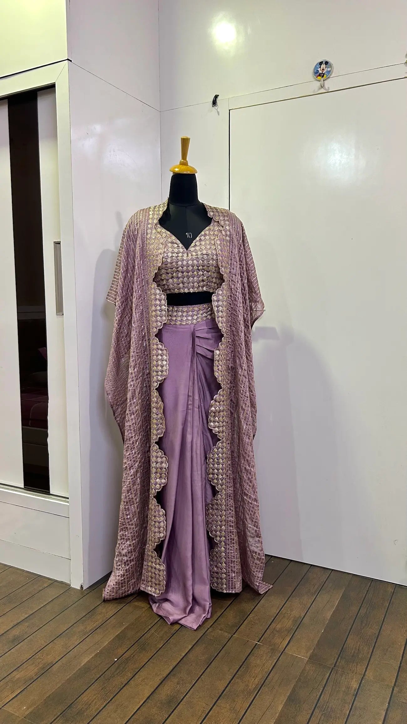 Lavender Kasturi Silk Indo Western Set With Sequence & Dori work