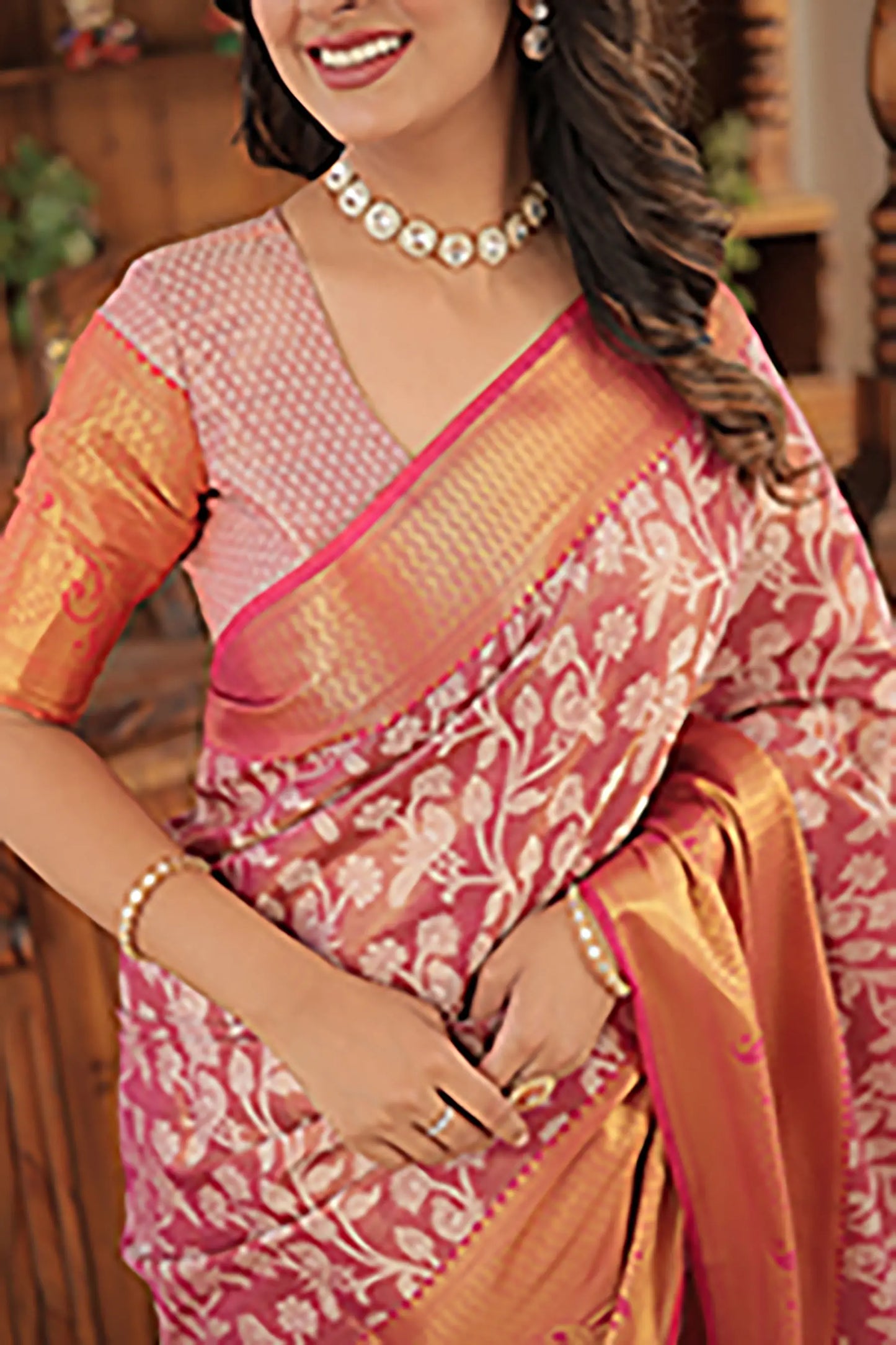Orange  Kanjivaram  Zari Weaving Silk Saree