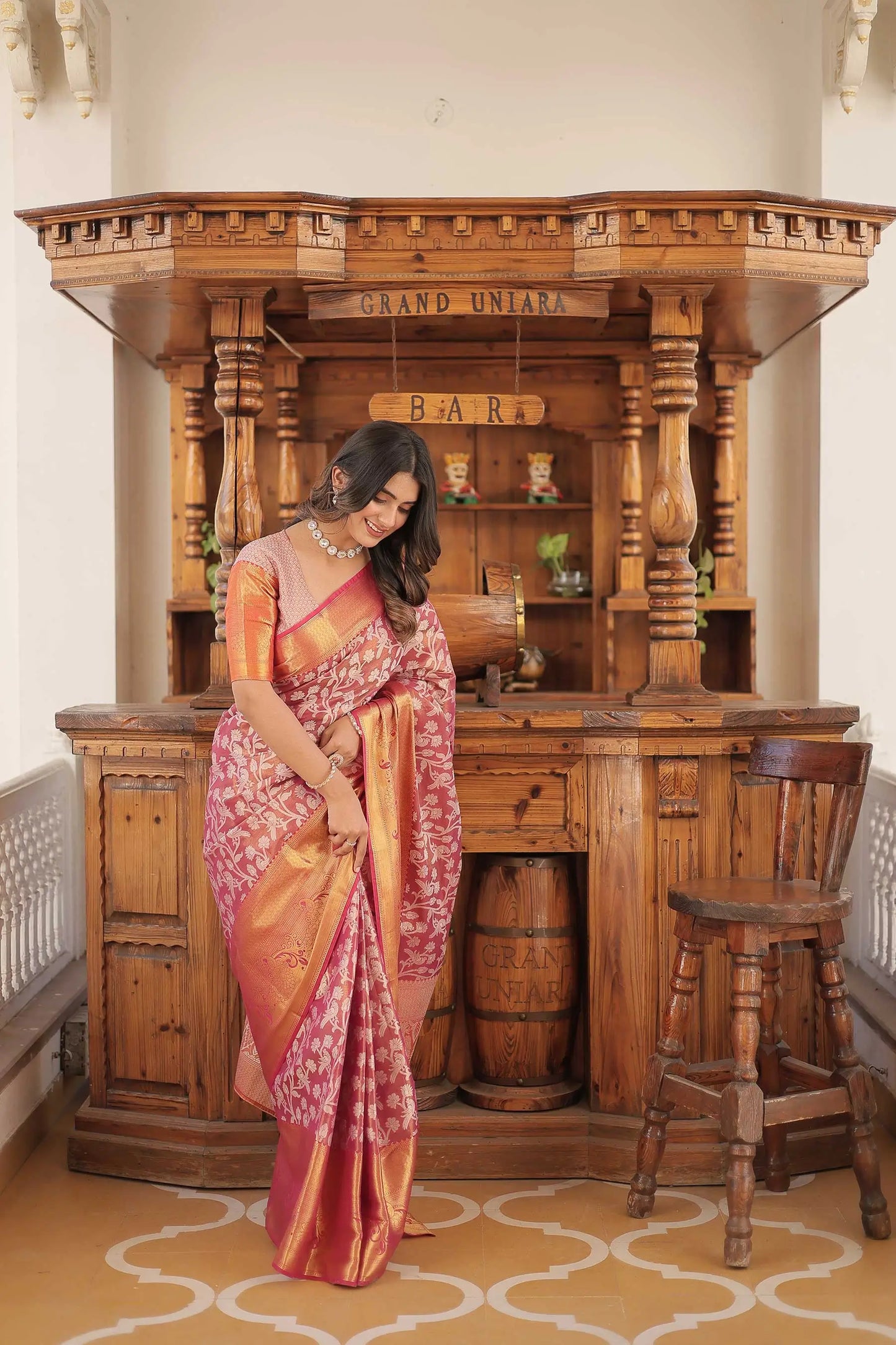 Orange  Kanjivaram  Zari Weaving Silk Saree