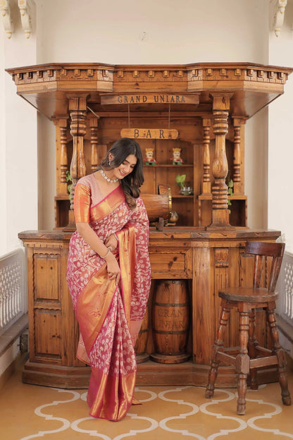 Orange  Kanjivaram  Zari Weaving Silk Saree