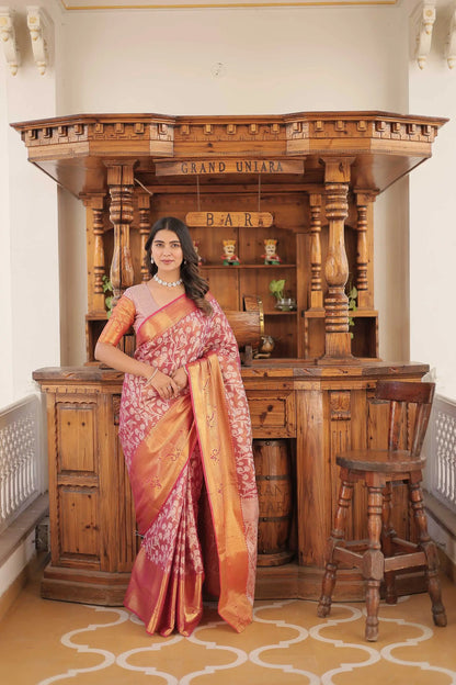 Orange  Kanjivaram  Zari Weaving Silk Saree