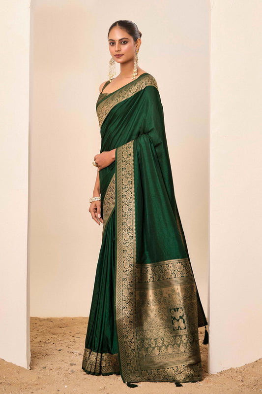 Green  Dolla Silk with Wevon Galla Designer Work  Saree