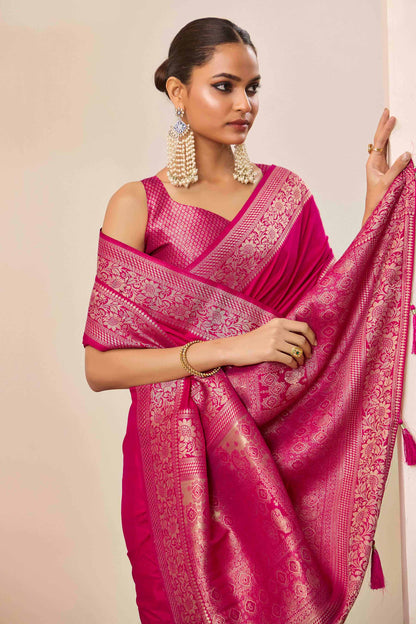 Rani Pink Dolla Silk with Wevon Galla Designer Work  Saree