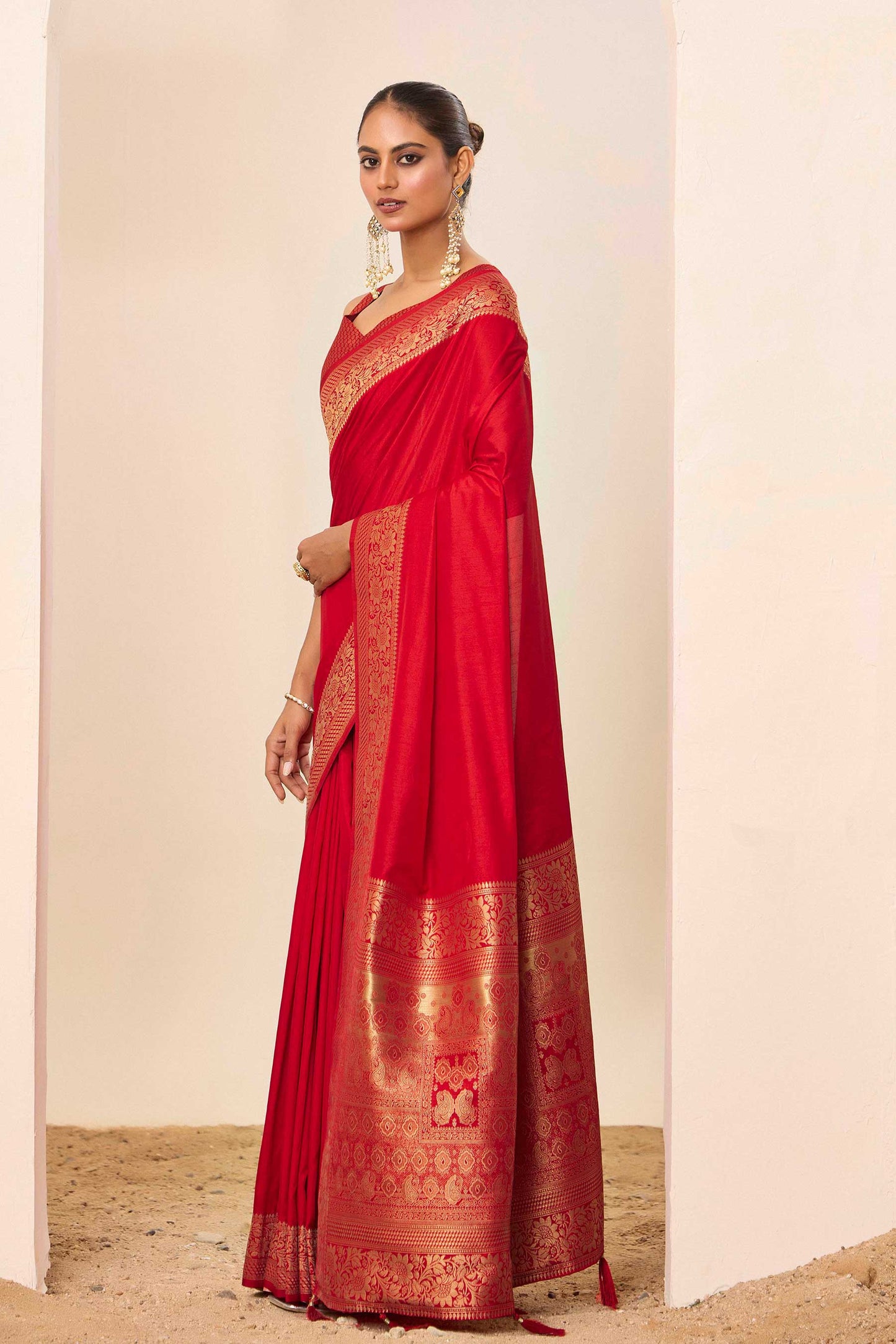 Orange  Dolla Silk with Wevon Galla Designer Work  Saree