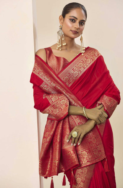 Orange  Dolla Silk with Wevon Galla Designer Work  Saree