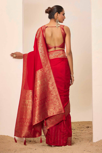 Orange  Dolla Silk with Wevon Galla Designer Work  Saree