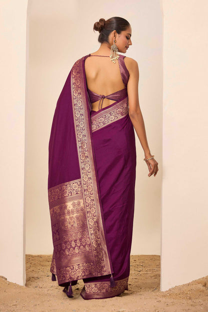 Wine  Dolla Silk with Wevon Galla Designer Work  Saree