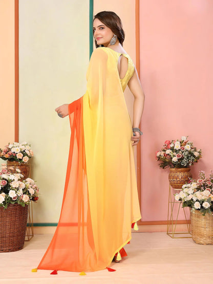Yellow  Pedding Color Printed Ready To Wear Saree