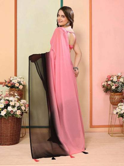 Pink Pedding Color Printed Ready To Wear Saree