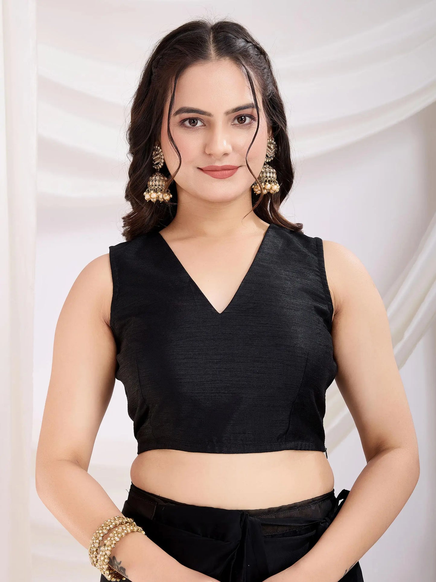 Black  Rangoli Silk With Diamond Work Ready To Wear Saree