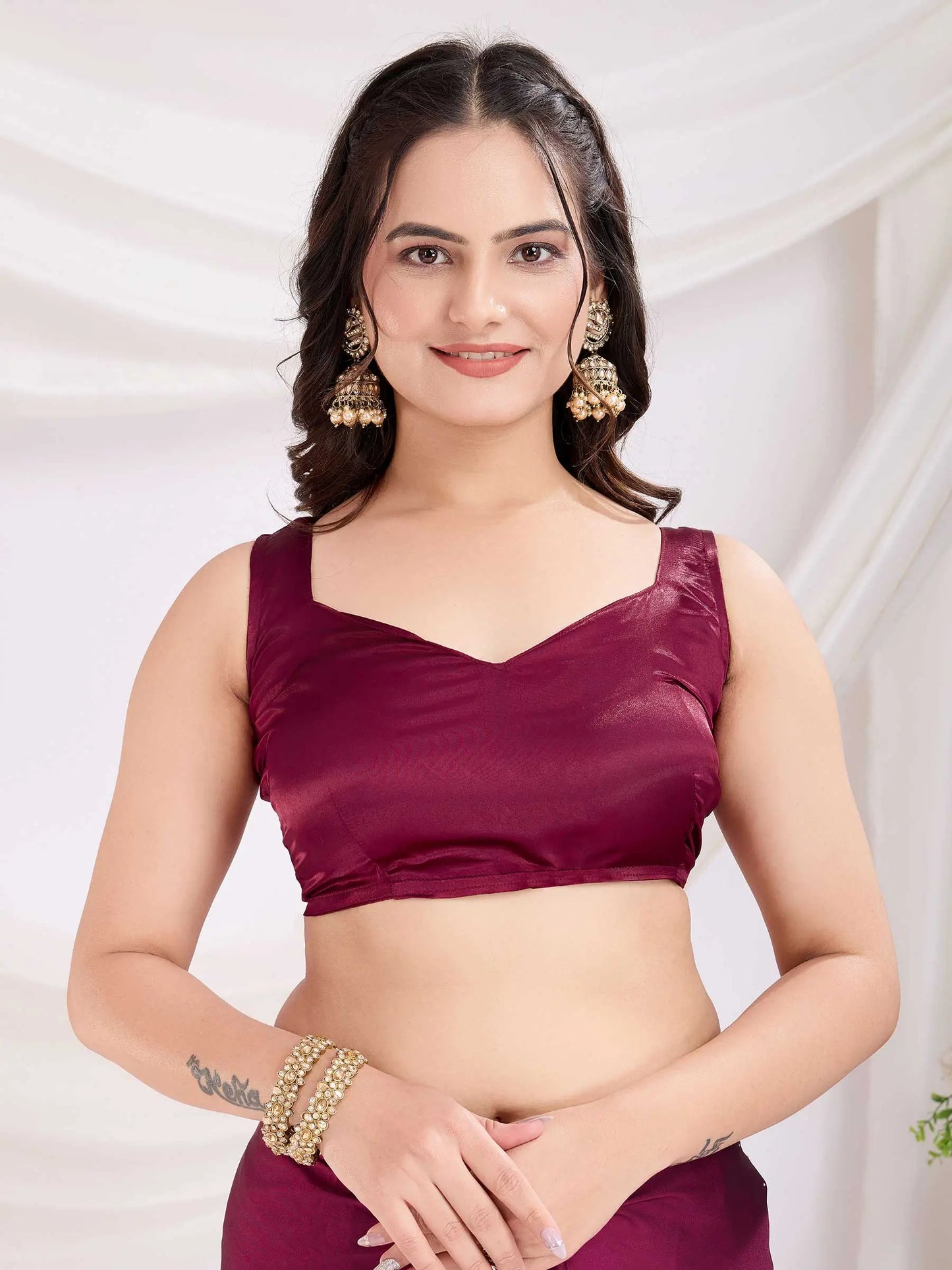 Red Rangoli Silk With Diamond Work Ready To Wear Saree