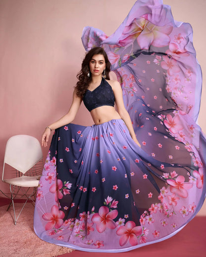 Lite Purple Designer Printed Saree