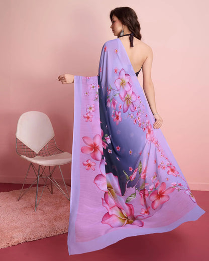 Lite Purple Designer Printed Saree