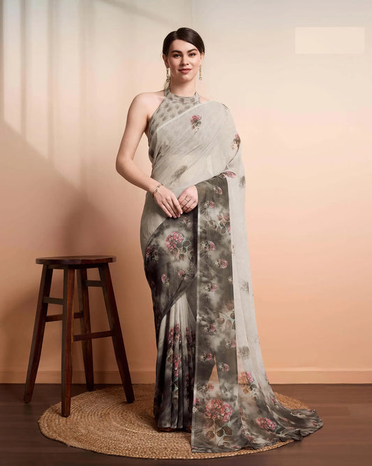 Green Designer Printed Saree