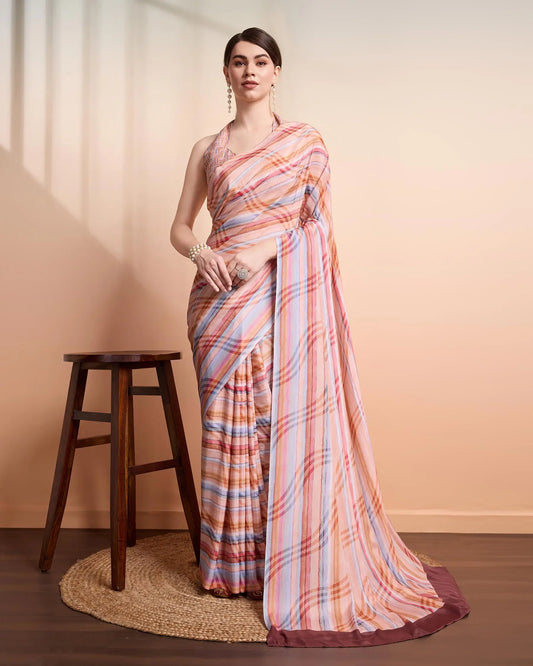 Orange Designer Printed Saree