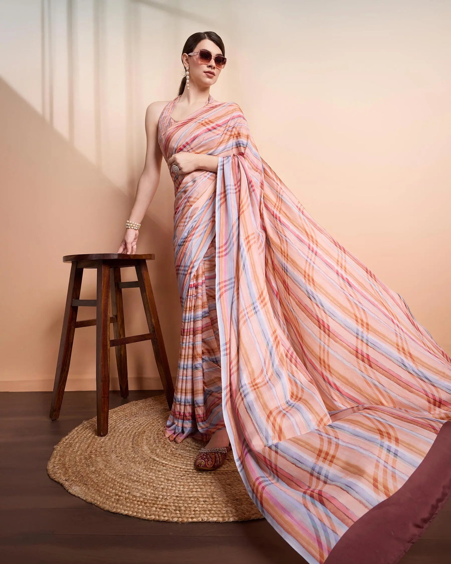 Orange Designer Printed Saree