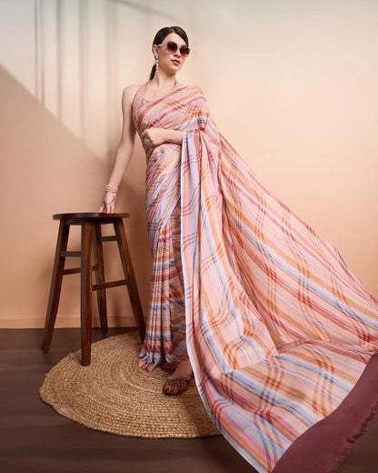 Orange Designer Printed Saree