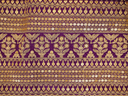 Wine Embroidery Work Georgette Gown With Dupatta