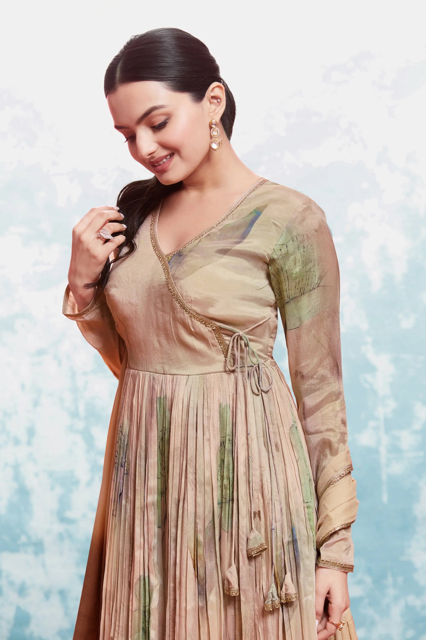 Pinkish Brown Printed Muslin Salwar Suit