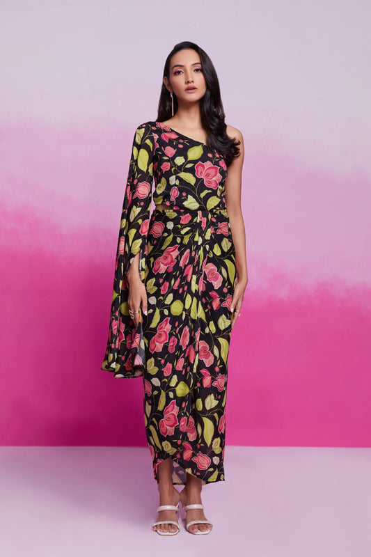 Black Floral Printed Co-ord Set