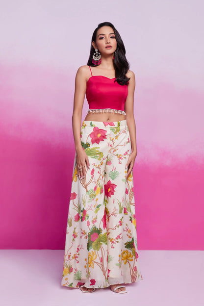 Off- White Cotton Silk Printed Co-ord Set