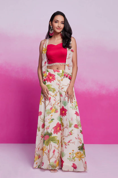 Off- White Cotton Silk Printed Co-ord Set